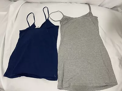 HM And Forever 21 Gray Blue String Tank Tops Lot Of 2 Size XS And Large  • $10