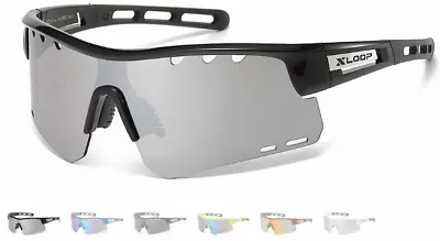 X-Loop Semi-Rimless Shield Oversized Sunglasses Vented Lens Ski Biking Golf Hunt • $12.95