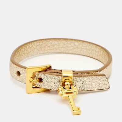 Miu Miu Leather Gold Tone Metal Key Charm Bracelet • $115.50