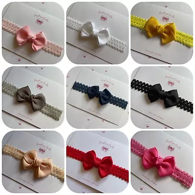 Super Soft Newborn / Toddler Elasticated Laced Baby Headband With A Double Bow • £2.25
