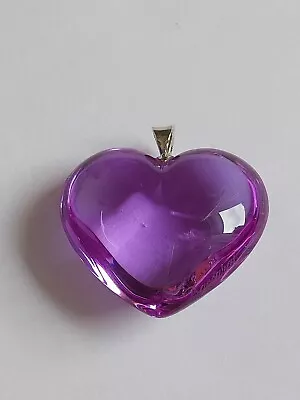 Sterling Silver Genuine Baccarat Crystal Purple Heart Pendant  • £19.99