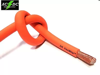 Battery Cable Pure Copper ORANGE FLEX WHIP Power Wire 1/0 Or 2/0 Gauge AWG  • $40.78