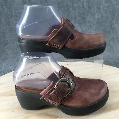 Crocs Shoes Womens 6 Cobbler Mary Jane Clogs Brown Leather Round Toe Comfort • $22.99