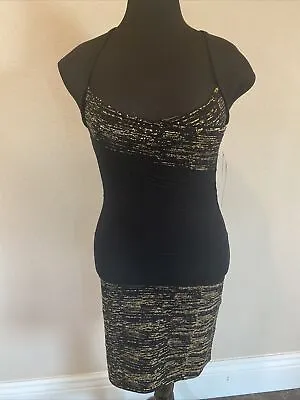 XOXO *black Bandage Style Dress With Gold Metallic Design. Size XL • $14.99