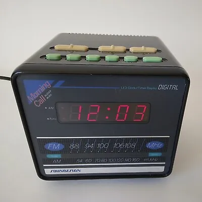 Soundesign 3634 BLK Radio Alarm Clock-AM/FM-Vintage 1989-Vaporwave-Tested/Works • $35