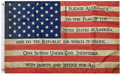 USA Pledge Of Allegiance Vintage Tea Stained 100D 3x5 3'x5' Trump Flag Banner • $12.88