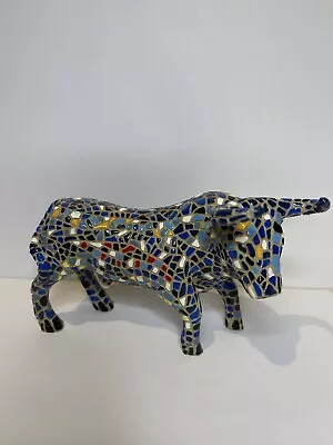 Vintage Spain Spanish Toro Barcino Mosaic Bull Figurine Multicolor • $39.99