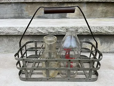 1940s Galvanized Metal Milk Bottle Carrier Holder | Milk Man | 8 Slots • $110