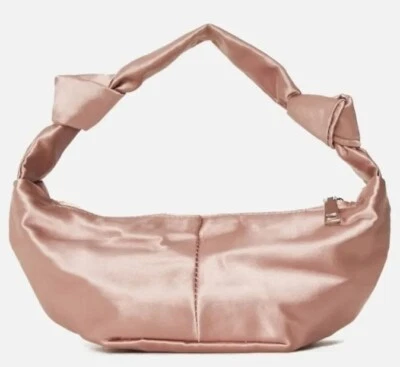 £7 • Buy Missguided Knot Handle Detail Satin Pouch Bag Champagne Colour New With Tags 