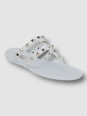 $490 Valentino Garavani Women's White Jelly Flat Thong Sandals Shoes EU 37/US 7 • £132.60