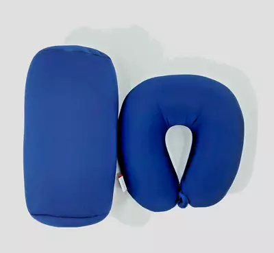 2 Pc Set Micro Bead U Shaped Neck Travel Pillow Lumbar Roll Back Support Cushion • $23.65