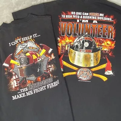 Set Of 2 Vtg Volunteer Firefighters T Shirt 2003 Big Fish Fireman Size Large • $19.99