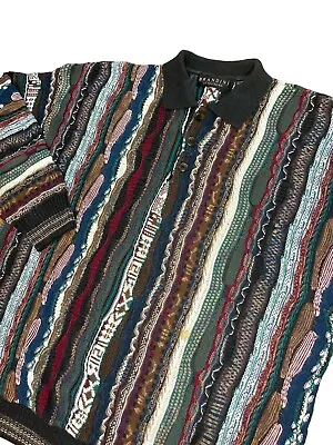 Vintage Brandini Le Collezioni 90’s Coogi Style Hip Hop Sweater Size XL Men’s • $79.99