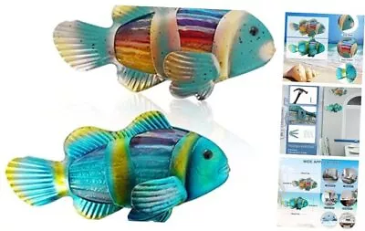  Metal Fish Wall Decor - Outdoor Metal Wall Art - Coastal Wall Decor Clown Fish • $34.12