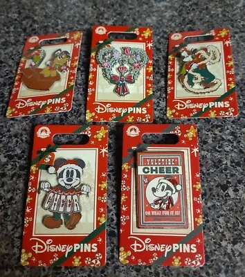 $59 • Buy NEW 2022 WDW Disney Parks CHRISTMAS Holiday Mickey Set Of 5 Pins Disney World