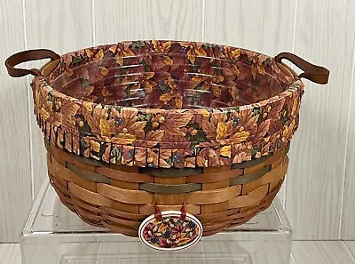 Vintage Handwoven Longaberger Gathering Harvest  Basket 1995 W'liner Fall Leaves • $37.99