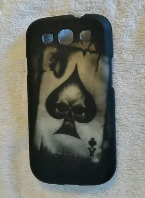 Black Ace Of Spades Skull Rubberized Samsung Galaxy 3 Cell Phone Case • $1.99