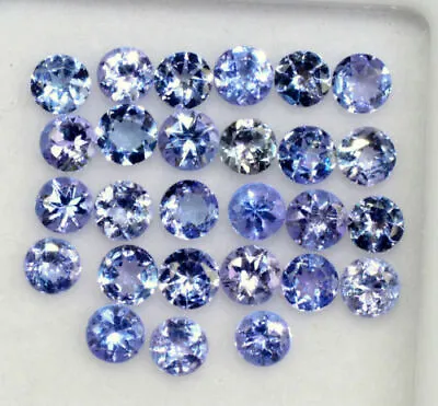 Natural Tanzanite 3 MM Round Cut Lustrous Violet Faceted Loose Gemstone Lot • £392.99