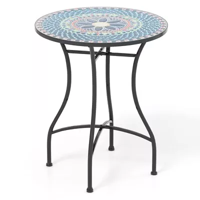 24  Patio Bistro Coffee Table Outdoors End Side Table With Ceramic Tile Tabletop • $87.98