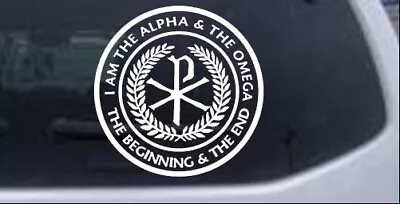 Chi Rho Monogram Alpha Omega Car Truck Window Laptop Decal Sticker White 6X6.0 • $7.49