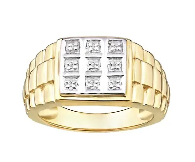 £45 • Buy 9ct Yellow Gold On Silver Real Diamond Men's Rolex Ring Sizes N - Z+2