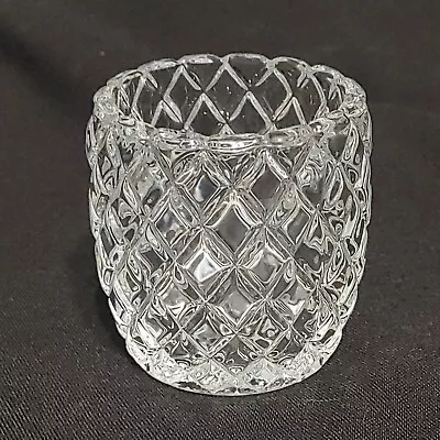 Diamond Pattern Clear Glass Round Votive Candle Holder • $0.99