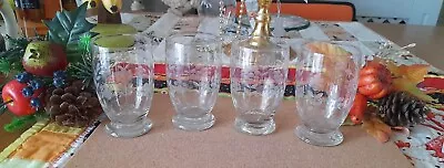 4 Vintage Decorative Lead Crystal Glasses • £12