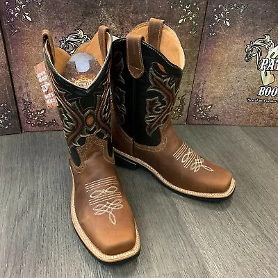 Men's Rodeo Cowboy Boots Genuine Leather Western Square Toe Botas Saddle Work  • $79.99