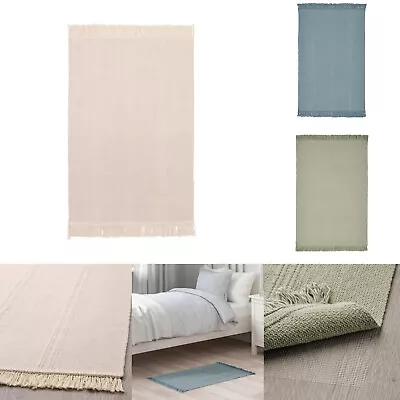 Floor Rug Mat Runner Flatwoven 100% Cotton Bedroom Living Room Carpet • £11.29