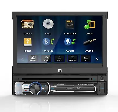 Dual 7  Retractable Touchscreen Bluetooth Car Stereo Multimedia DVD Receiver • $97