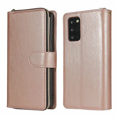 $21.22 • Buy For Samsung S22 Ultra S21 S20 Plus Note 20 Zipper Leather Card Purse Wallet Case