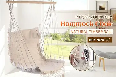 £17.99 • Buy 100 Cm Garden Hanging Chair Hammock Rope Seat Swing Home  Indoor Outdoor White