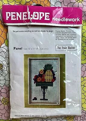 Vintage Penelope Needlework Embroidery Crewel Kit - The Fruit Basket - RARE NIP • $229.99