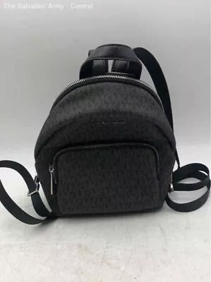 Michael Kors Womens Black Gray Monogram Leather Adjustable Strap Backpack Bag • $37