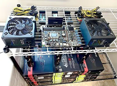 12 GPU 350-900 MH Crypto Mining Rig-Hanger Farm-Dual PSU Wire Shelf Rack Kit  • $59.99