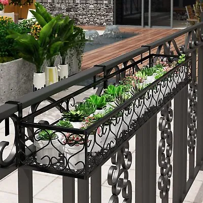 Metal Flower Balcony Pots Garden Wall Fence Hanging Plant Planter Basket Patio • £11.95