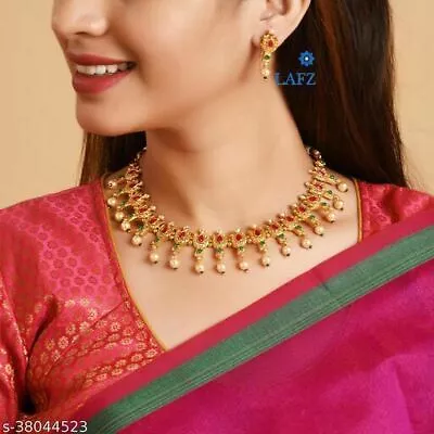 South Indian Choker Jewellery Set Gold Plated Wedding & Party Wear • $24.74