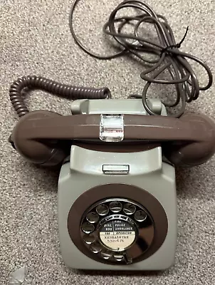 RARE! Vintage GPO 746 Rotary Dial Telephone + Light Bell Off Grey/Brown Phone • £195