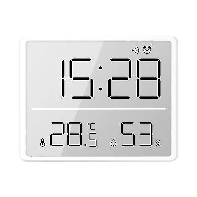 LCD Digital Wall Clock Desktop Clock With Temperature Humidity Alarm Clock • $14.95