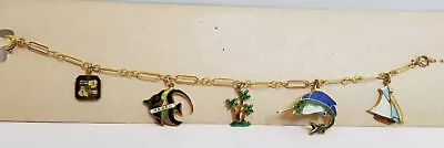 Vintage HAWAII CHARM BRACELET Enamel  Souvenir Fish Sailboat  NOS W Card • $49.95