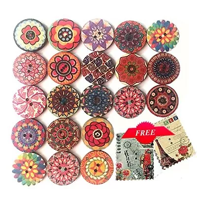 Buttons For Sewing 100pcs 1 Inch Buttons Large Wood Buttons For Crafts Mixed... • $12.60