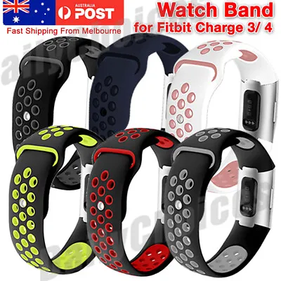 For Fitbit Charge 3 4 Replacement Silicone Wristband Watch Sports Band Strap NEW • $6.59