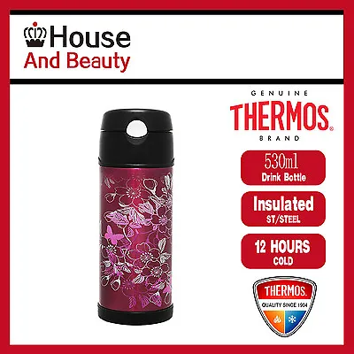 $31.69 • Buy NEW Thermos S/Steel Vacuum Insulated Hydration Drink Bottle 530ml Floral Magenta