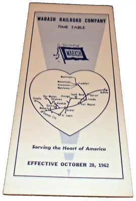 October 1962 Wabash Railroad System Public Timetable • $25
