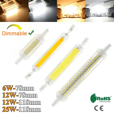Dimmable R7s LED COB SMD Flood Light Bulb Glass Tube 6W 78mm 12W 118mm 25W 135mm • £3.13