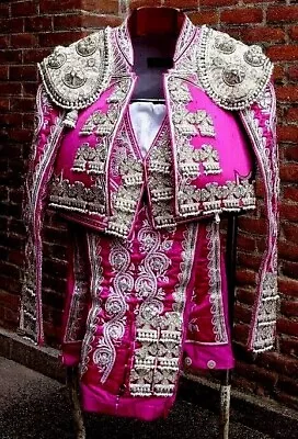 Men's 3Pc Customize Pink Cotton Embellished Bolero Jacket Groom Wedding Outfit • $1739.99