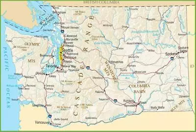 WASHINGTON STATE ROAD MAP GLOSSY POSTER PICTURE PHOTO PRINT City Highway 3445 • $11.99