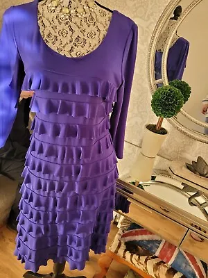 Frank Lyman Purple Frill Layered Dress Size UK12 • £12