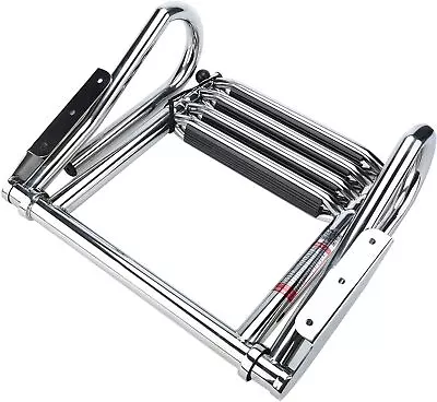 Foldable Telescoping Stainless 4 Steps Pontoon Boat Ladder Marine Yacht Ladders • $160.99