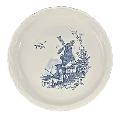 Sarreguemimes Dutch Windmill Plate France Vintage 9.5  Blue White Vintage • $25